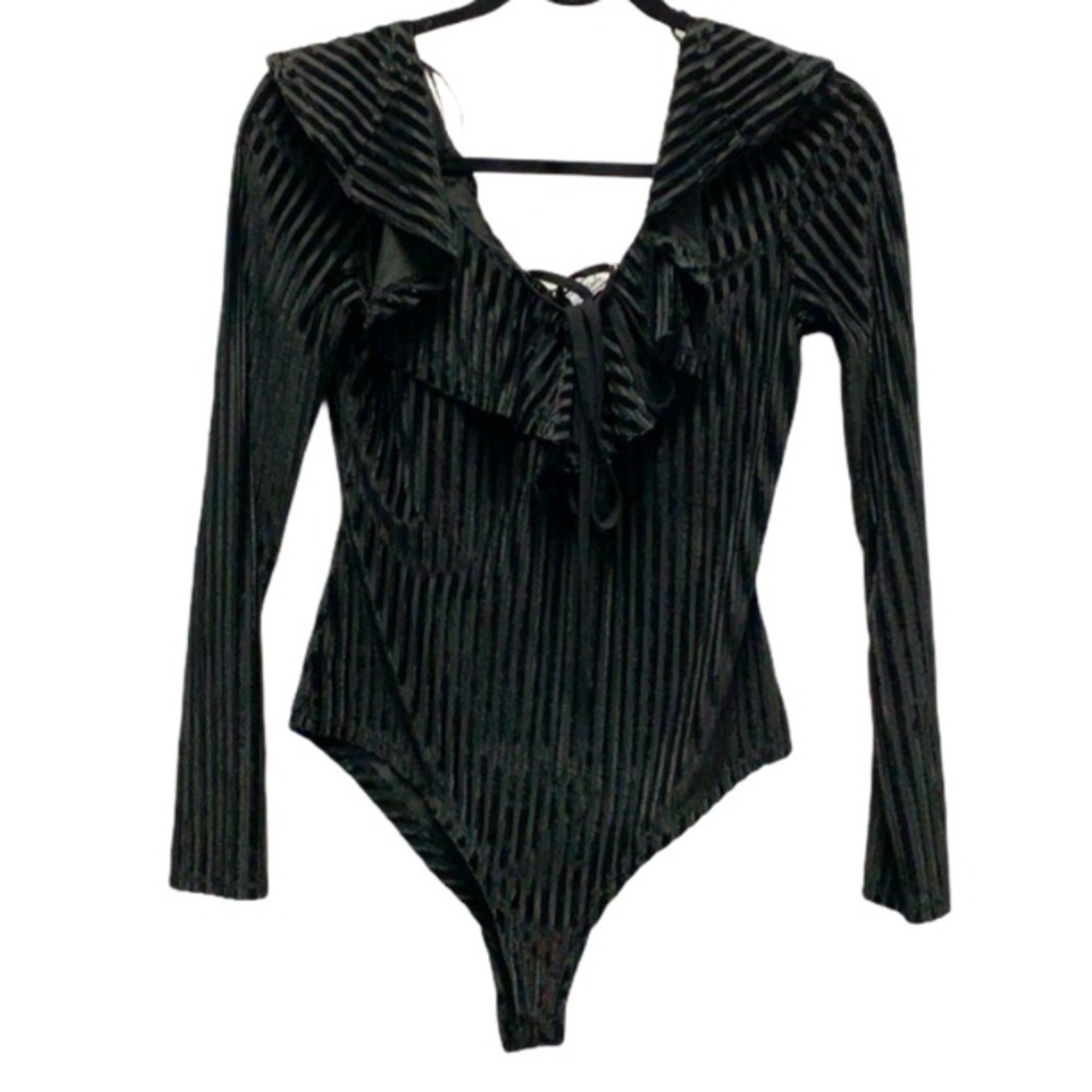 Flying Tomato stripe ruffle bodysuit
